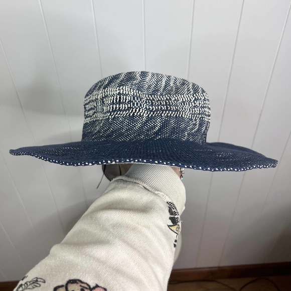 Scoop NYC Navy and‎ White Deauville Continental Woven Summer Hat SZ One Size main image 6